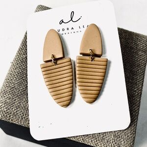 Audra Lea Designs Handmade Crafted Tan Stud Dangle Earrings NEW